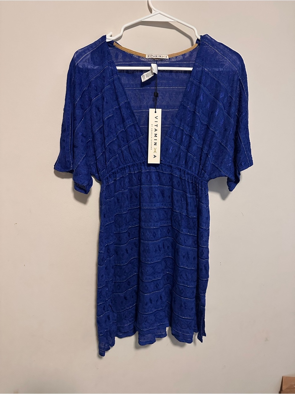 Vitamin A Blue Swim/Beach coverup, NWT, Made in USA, Large/10